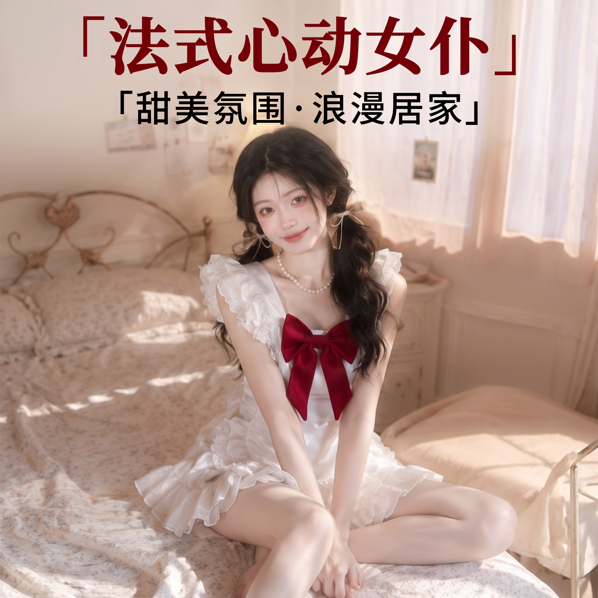 法式纯欲女仆装心机露背短裙
