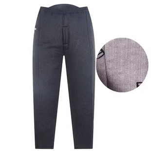 家居裤 舒适爷爷加厚款 男开裆口爸爸高腰棉裤 老人冬天保暖驼绒睡裤