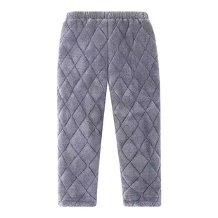 奶奶冬天保暖长毛绒睡裤 老太太休闲家居服 女老人加厚法兰绒夹棉裤