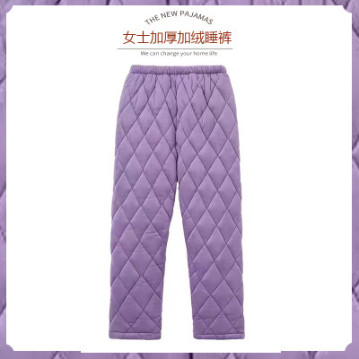 婆婆加厚保暖睡裤女冬法兰绒夹棉老年人起居棉裤直筒妈妈冷库裤子