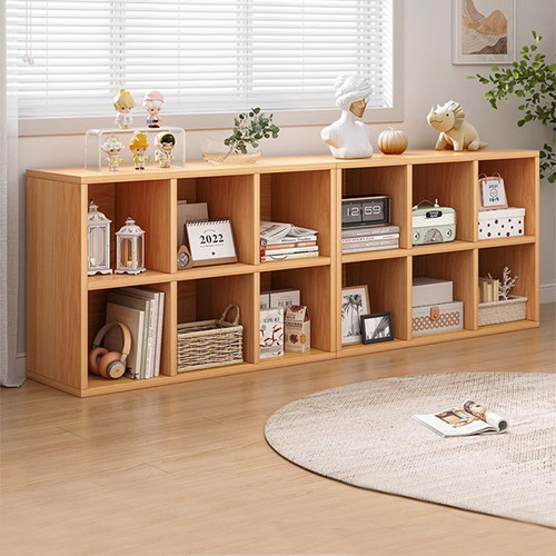 加厚实木书架置物架落地客厅简易组合格子柜幼儿园储物收纳矮书柜