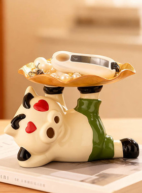 入户钥匙收纳摆件家居装饰品爱心小猪客厅置物送朋友乔迁礼品