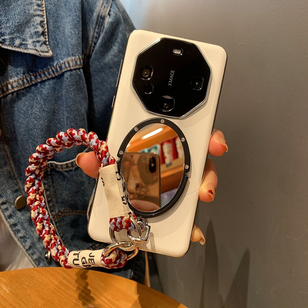 新款适用华为mate60RS非凡大师手机壳带挂绳补妆镜子mate50/70pro秒变款全包摄像头40RS保时捷潮女款带支架