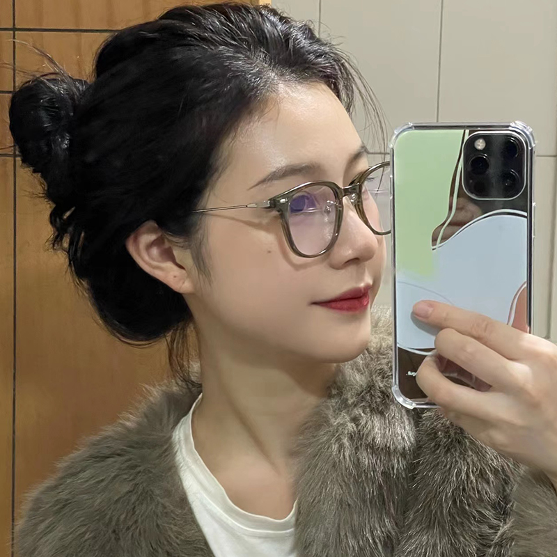 素颜眼镜框近视女防蓝光抗辐射平光可配度数大圆脸变色韩版潮眼睛