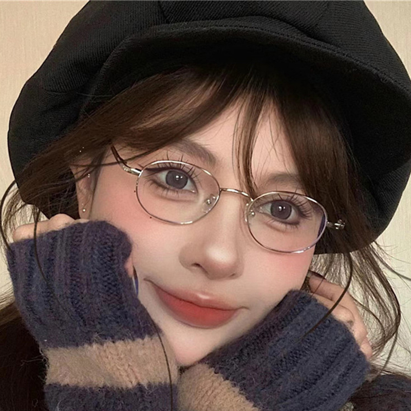 超轻纯钛近视眼镜女椭圆小框