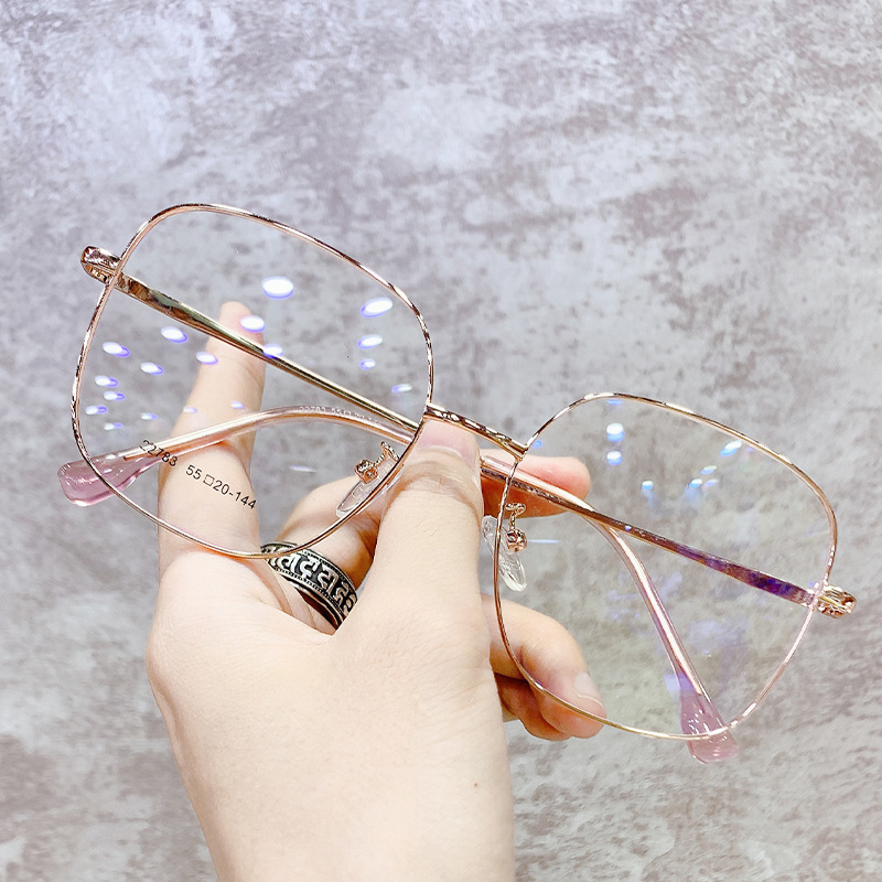 细边金属大框近视眼镜