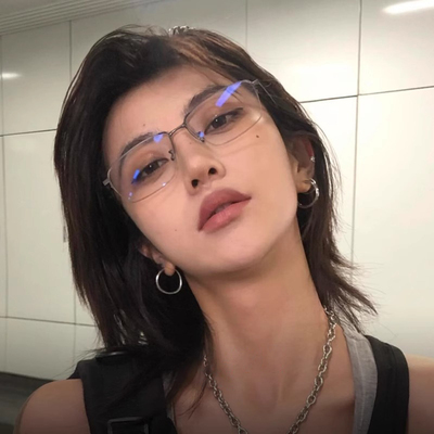 超轻纯钛半框眼镜女清冷高智感
