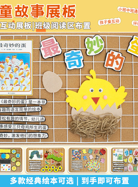 幼儿园儿童绘本互动展板墙贴
