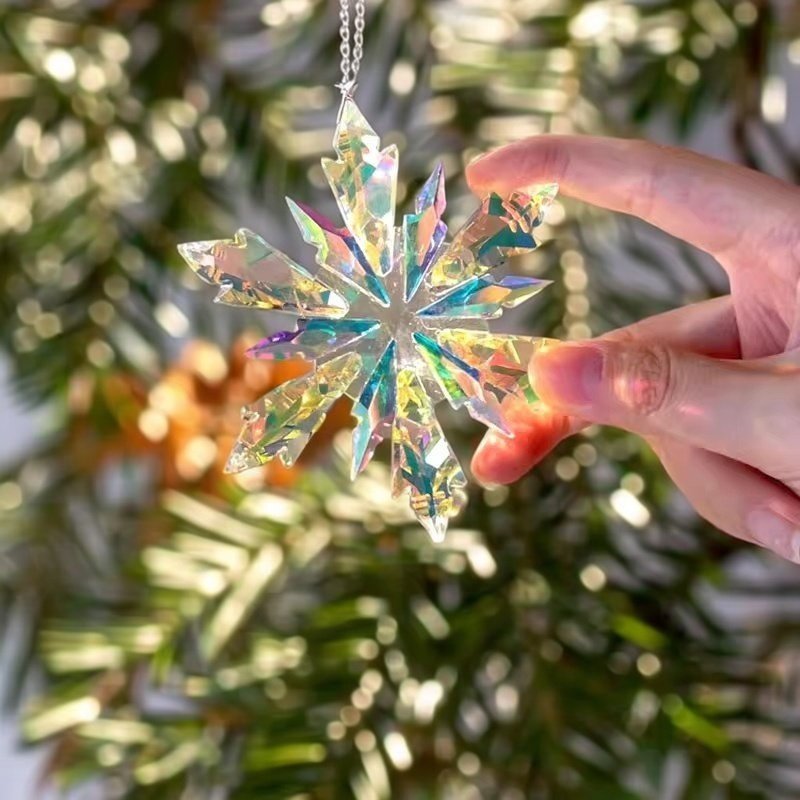 太阳捕手礼物棱光镜炫彩流光水晶雪花立体彩虹挂件丁达尔效应摆件