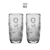 水波纹杯壁家用日式 稀奇艺术 仲夏玻璃对杯 水杯果汁咖啡杯