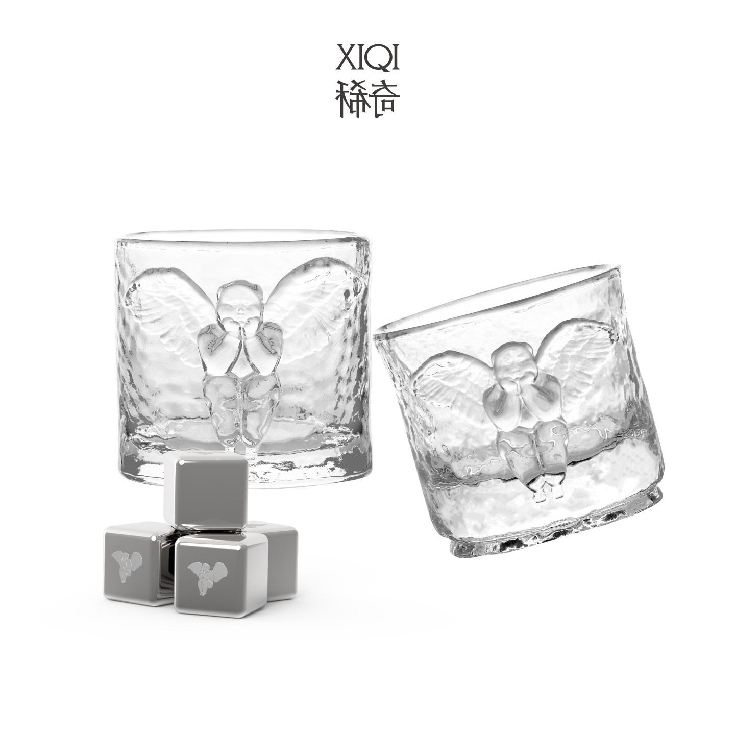 稀奇艺术情侣天使对杯子威士忌新婚生日高端洋酒杯礼盒送女友礼物