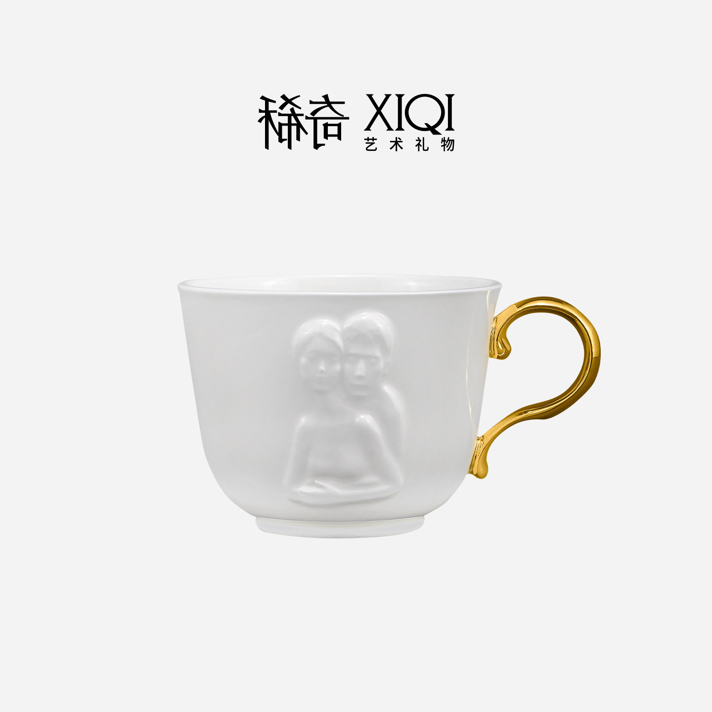 稀奇艺术《因为爱情》骨瓷杯浮雕水杯情侣对水杯下午茶杯新婚礼物