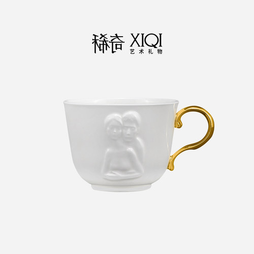 稀奇艺术因为爱情浮雕骨瓷对杯