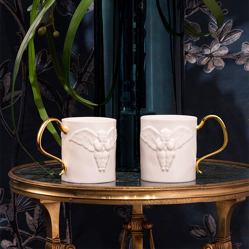 稀奇艺术天使浮雕骨瓷杯