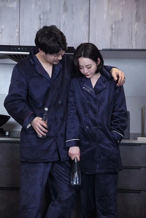 冬天睡衣女士时尚简约宽松加绒加厚可外穿水晶绒秋冬季家居服套装