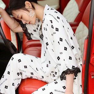 冰丝滑睡衣三件套女春夏秋小清新气质名媛可外穿高级感网红家居服