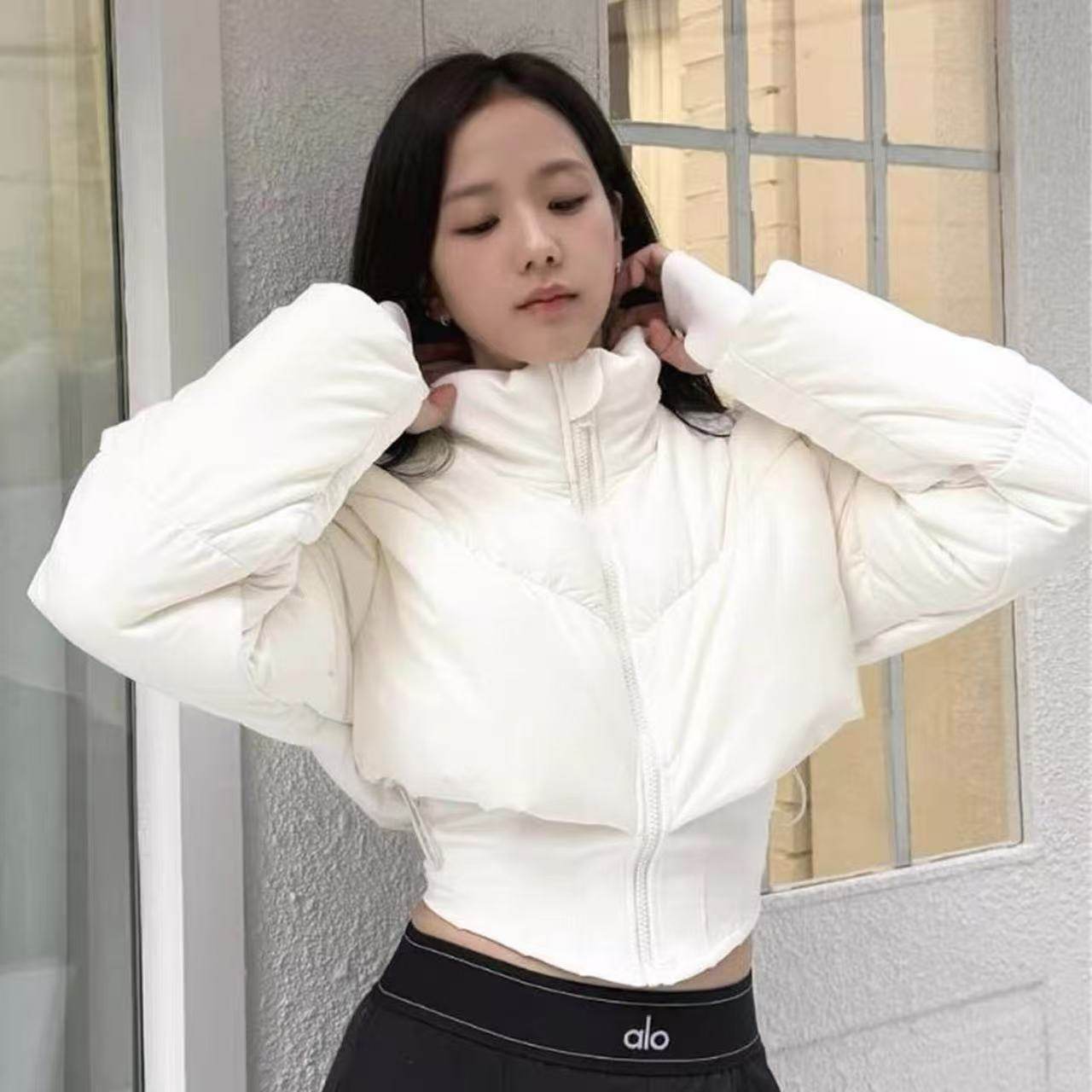 韩风  智秀同款 休闲修身收腰短款拉链立领外套棉服