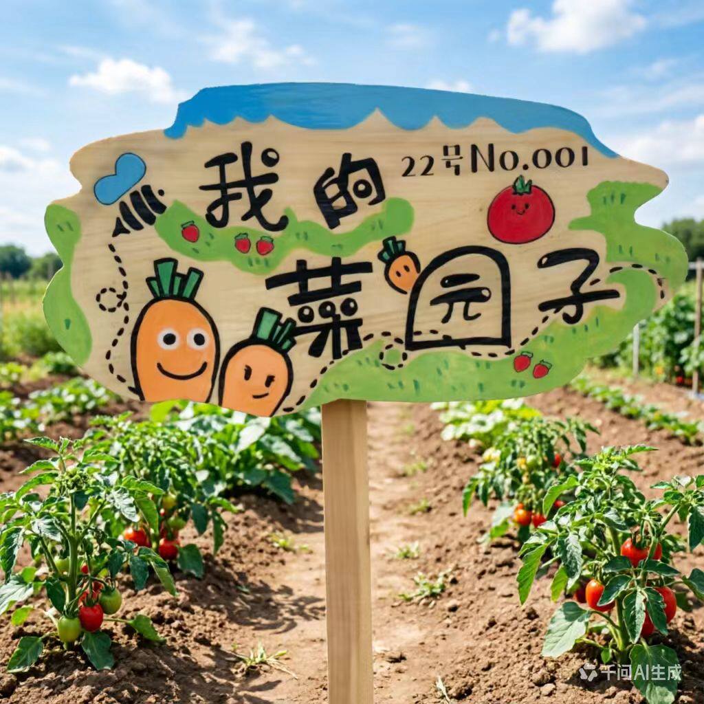 菜园标识牌定制实木防水农场学校幼儿园菜园花园种植区区域牌制作