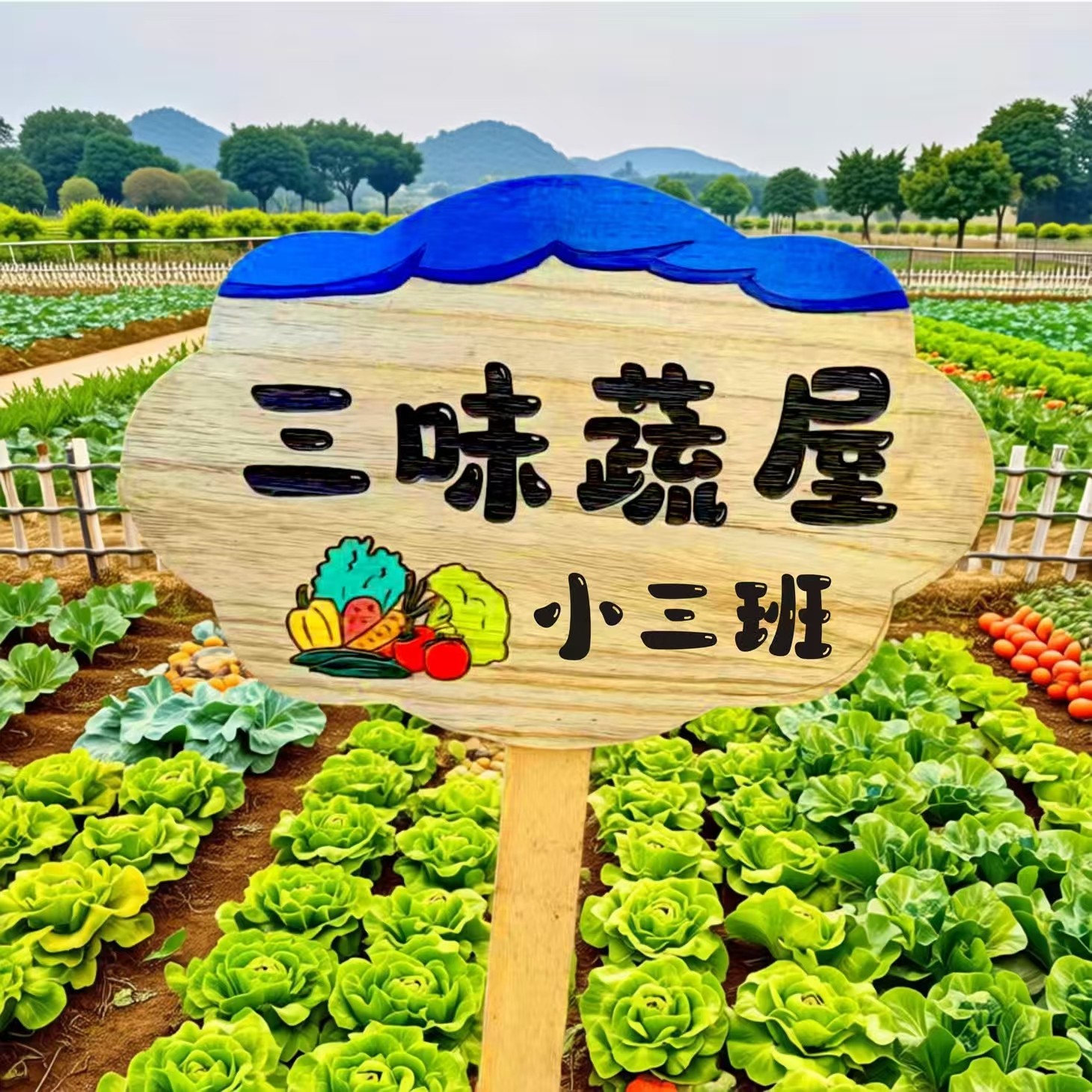 菜园标牌定制幼儿园种植区插地牌农场标牌学校种植园木牌实木雕刻