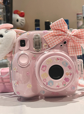 hellokitty拍立得相机收纳包适用富士mini12mini7+透明水晶保护套