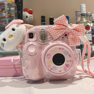hellokitty拍立得相机收纳包适用富士mini12mini7+透明水晶保护套