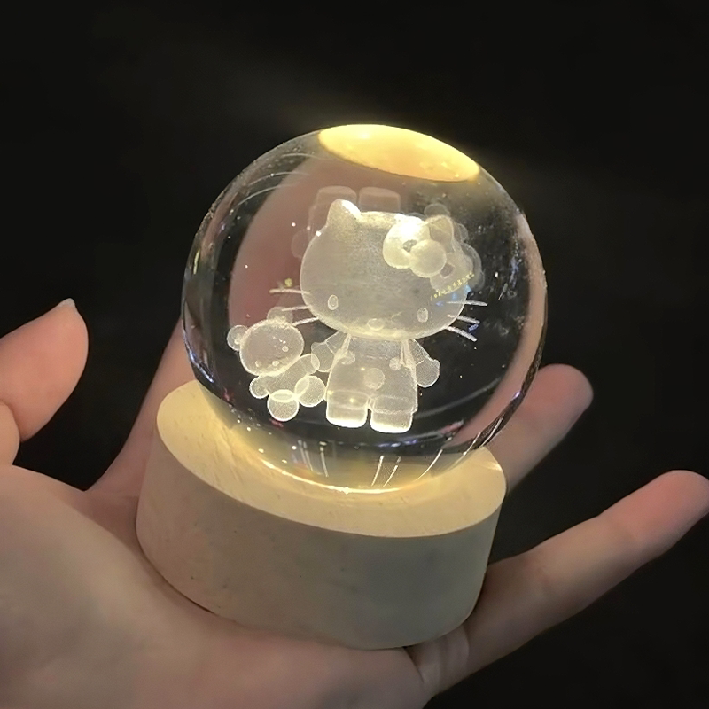 哈喽kitty水晶球小夜灯女生生日毕业礼物桌面摆件装饰品可爱治愈