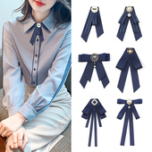 百搭蓝色飘带蝴蝶结别针装 领结女jk制服领花服装 配饰衬衣衬衫 饰品