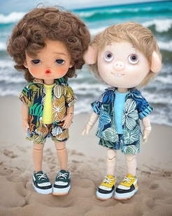 OB11娃衣服BJD12分夏天短袖海滩服套装GSC UFdoll Molly P9可穿