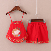 新生婴儿儿肚兜夏初生宝宝连腿肚兜纯棉大红色四季 护肚兜 通用薄款