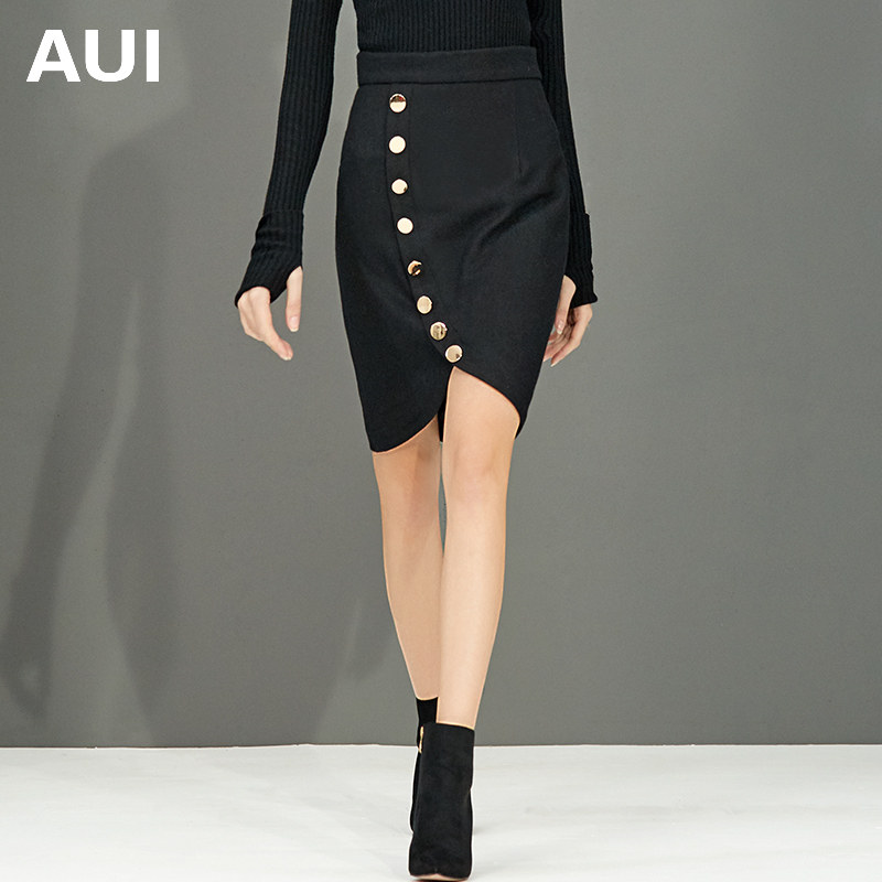 aui毛呢半身裙秋冬女2019新款裙子黑色高腰呢子包臀裙中长款冬裙在类目 女装/女士精品, 半身裙中 - 来自Buy2taobao.com提供专业的淘宝代购服务