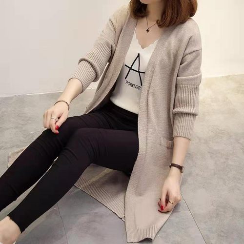 淘宝爆款特价版女装秋冬新款便宜开衫中长款风衣针织螺纹宽松外套