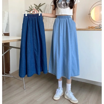 夏季新款牛仔高腰薄款半身裙子女