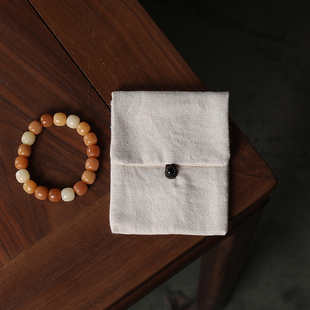 珠宝文玩首饰袋手串佛珠袋盘珠盘玩袋棉麻双层首饰袋防尘饰品布袋