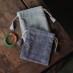 文玩手串袋抽绳束口袋盘珠盘玩袋佛珠念珠袋饰品礼品收纳布袋双层