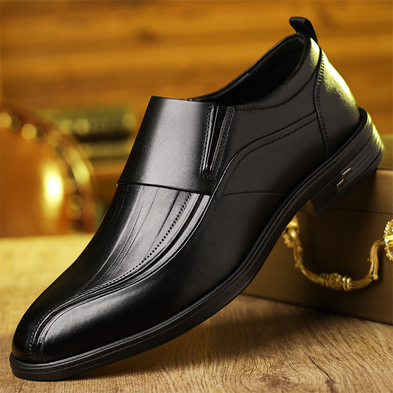 皮鞋男2025潮流一脚蹬懒人商务正装男鞋跨境尖头潮流皮鞋