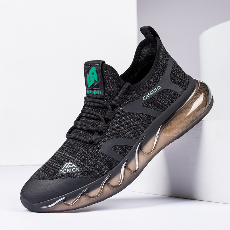 透气飞织运动鞋男2025新款运动休闲鞋男减震椰子鞋网面轻便跑步鞋