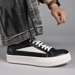 头层牛皮RO男鞋真皮透气小众时尚休闲男鞋面包鞋美式男款厚底鞋子