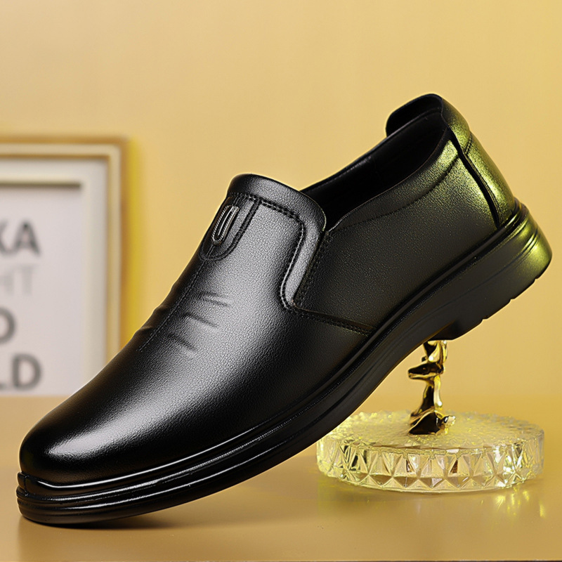 棉鞋男士商务皮鞋2025新款软底软面中老年爸爸鞋加绒保暖休闲男鞋