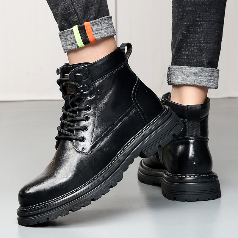 马丁靴男款头层牛皮2025秋冬季户外登山鞋男高帮加绒保暖男士皮靴