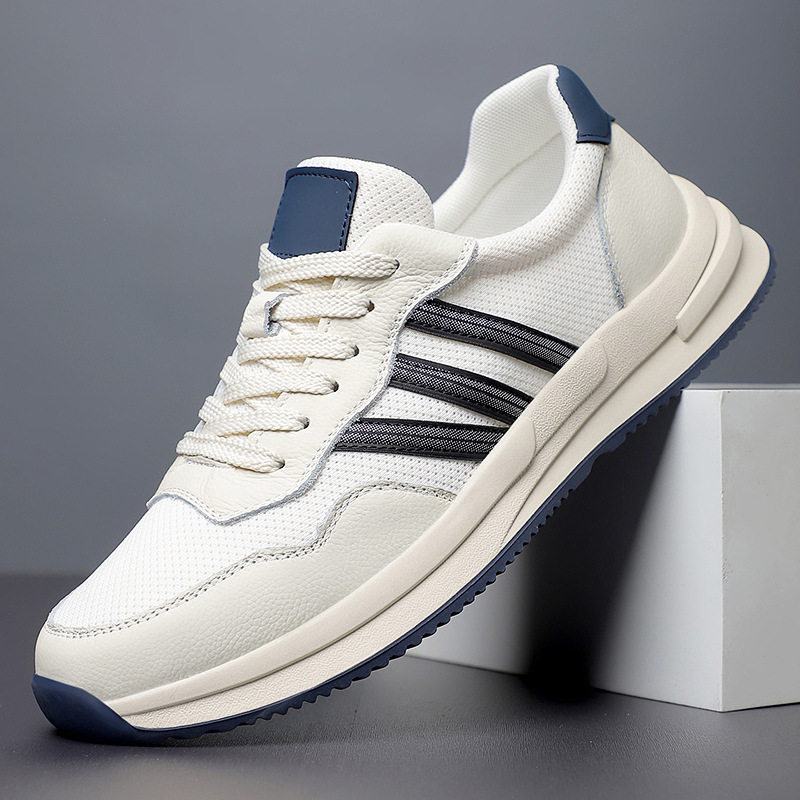 阿甘舒适男鞋秋冬新款时尚休闲跑步鞋透气网布潮流运动真皮老爹鞋