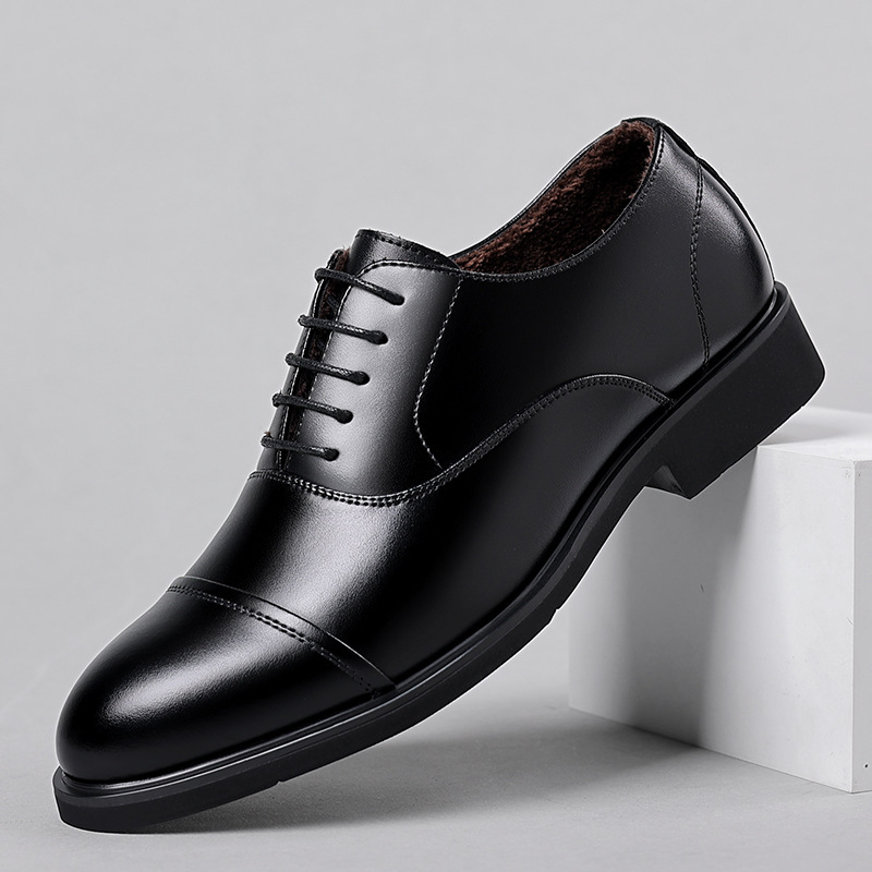 秋冬男鞋商务正装休闲皮鞋男男士时装鞋软底英伦风系带表演皮鞋