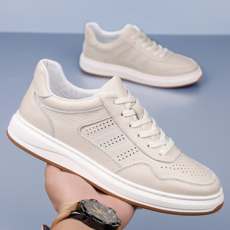 头层牛皮2025夏季新款男士凉鞋真皮男款休闲皮鞋镂空打孔透气男鞋