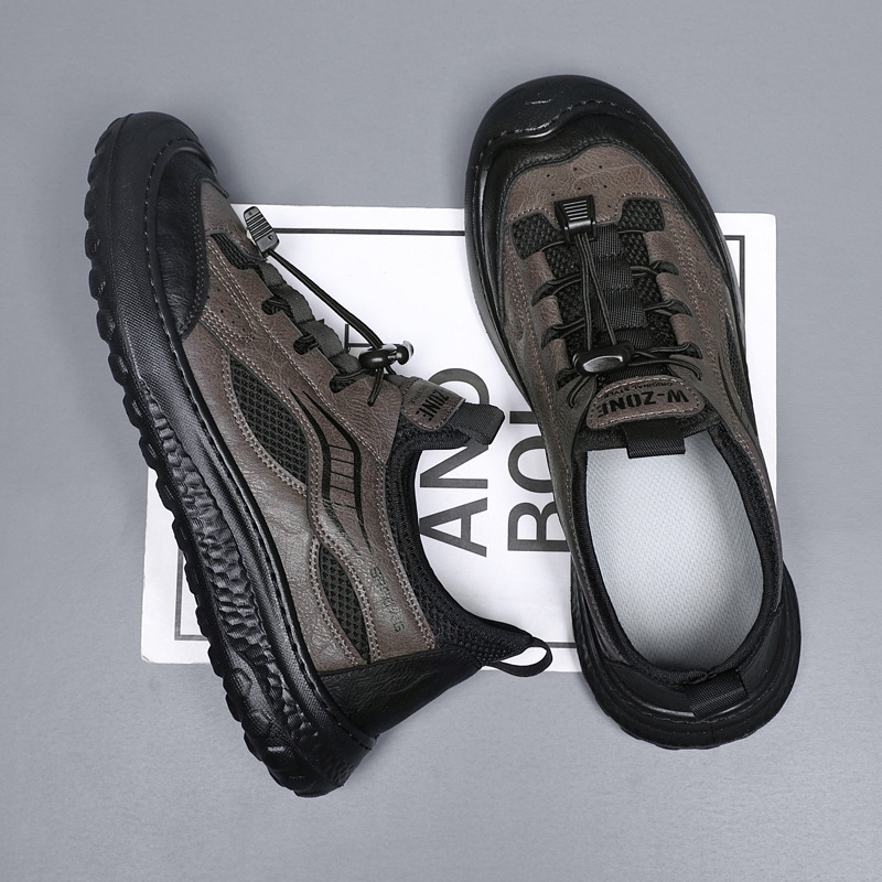 新款秋季透气轻便运动休闲鞋网面网布鞋男士软底一脚蹬鞋