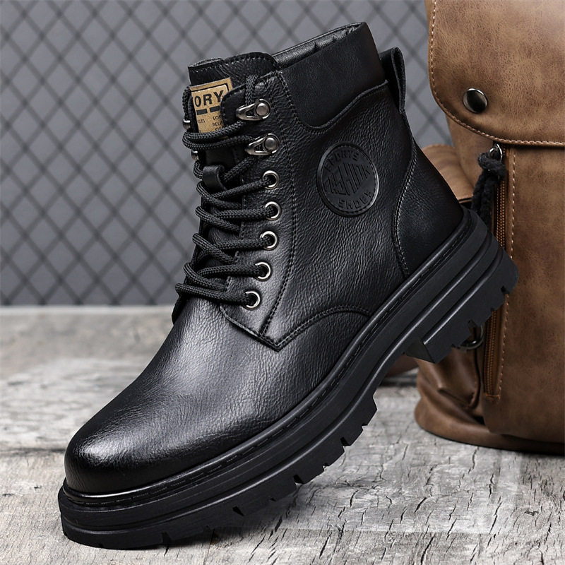 男士冬天穿的有毛马丁靴秋冬加绒加厚保暖青年休闲潮流英伦工装靴