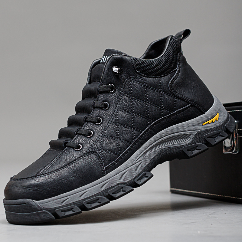 雪地靴男士2025秋季新款羊毛加绒棉鞋高帮鞋男潮真皮工作轻便男鞋