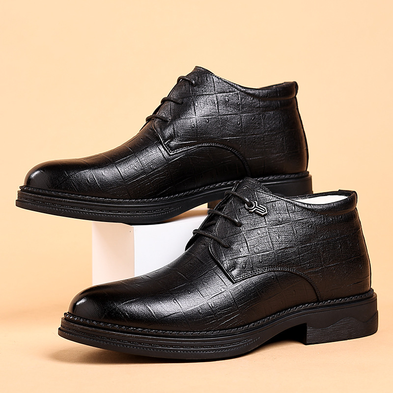 棉皮鞋男冬季2025冬季加绒保暖百搭德比鞋男士潮流商务正装休闲鞋