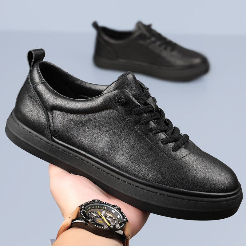 头层牛皮新款男士休闲鞋真皮透气小白鞋百搭男款皮鞋板鞋男鞋鞋子