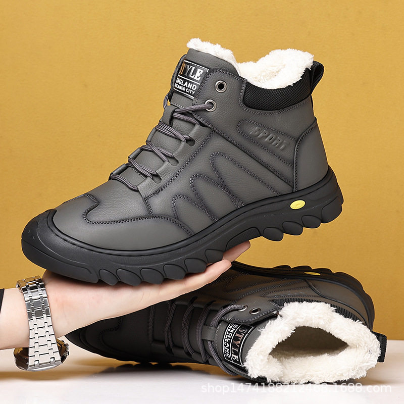 厚毛马丁靴男2025年新款冬季加绒保暖靴子男头层牛皮加厚雪地靴男