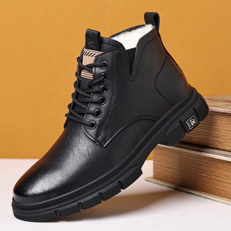 冬季男鞋保暖男靴防滑高帮雪地靴保暖休闲棉鞋男潮加绒东北鞋