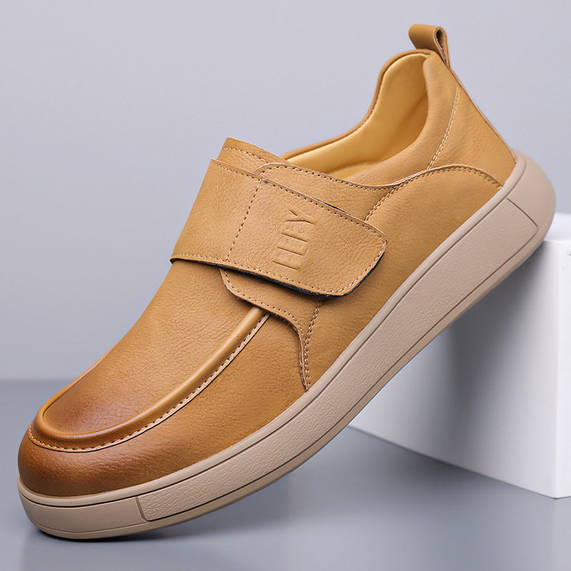 魔术贴男鞋2026春夏季新款大码复古百搭休闲皮鞋男士复古勃肯鞋潮